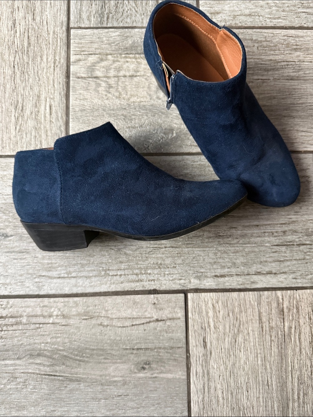 Women's Navy Suede Ankle Booties